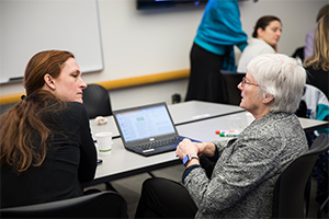 two women in conversation