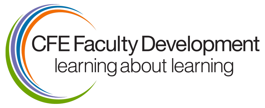 This graphic says CFE Faculty Development: learning about learning