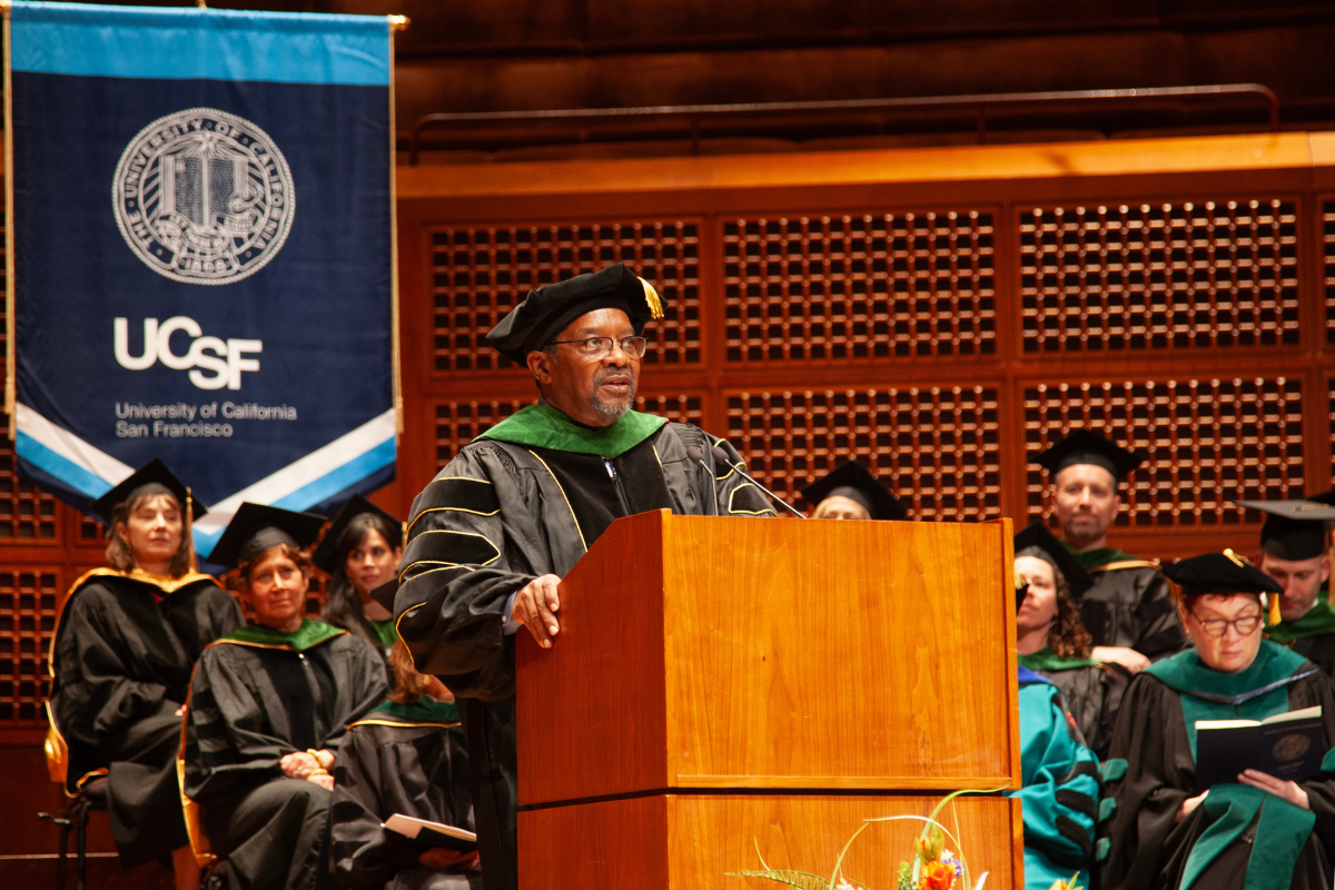 Speaker at podium