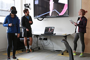 students using VR technology