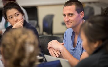 Group disscussion at Teaching Scholars Program meeting